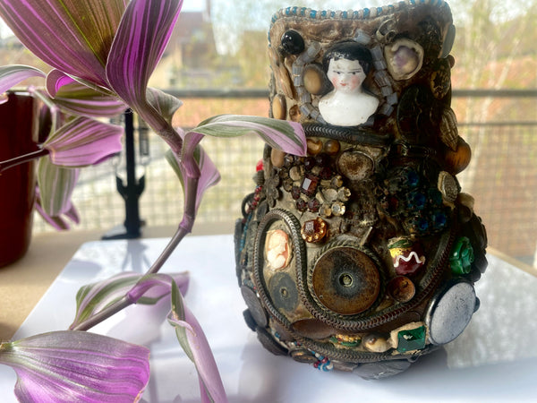 Early 20th Century Folk Art Memory Jug - Source Vintage