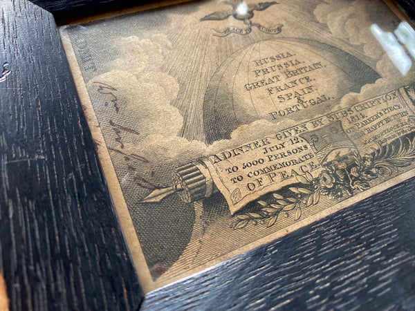 A Very Rare Framed Invitation To Peace Festival To Mark End Of Napoleonic Wars Dated 1814 - Source Vintage
