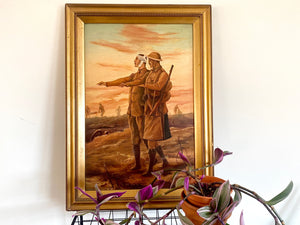 WW1 Folk Art Painting Oil On Board Framed And Signed C.J. Cook
