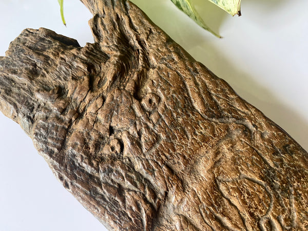 A Naive And Crudely Carved Wooden Fragment Showing Remnants Of Late Medieval Style Folk Art Graffiti. - Source Vintage