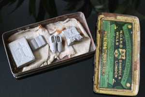 Rare WW1 Gallipoli Campaign Carved Stone Trench Art In Soldier’s Original Tin
